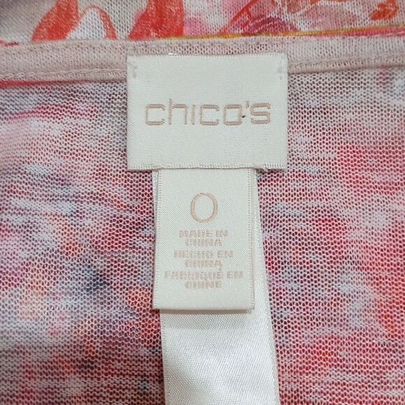 Chico's Fina Floral Flutter Sleeve Scarf Print Blouse - Size 0 / S - Picture 7 of 9